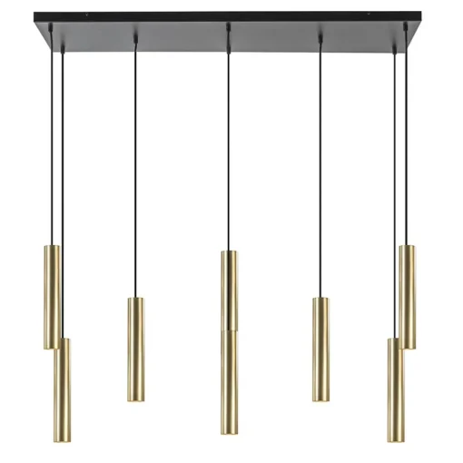 Straluma Grote 8-lichts hanglamp cilinder zwart met goud> Eettafellampen|Eetkamerverlichting