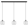 Straluma Grote 3-lichts hanglamp met helder glas en zwarte balk> Eettafellampen|Pendel Lampen