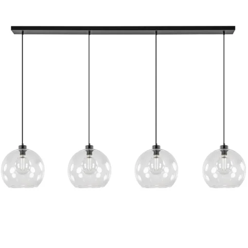 Straluma Grote 4-lichts hanglamp zwart met helder glazen bollen> Eettafellampen|Keukenverlichting