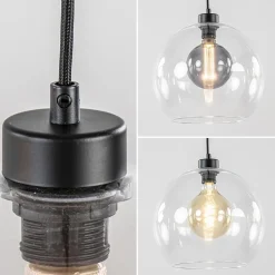 Straluma Grote 4-lichts hanglamp zwart met helder glazen bollen></noscript> Eettafellampen|Keukenverlichting