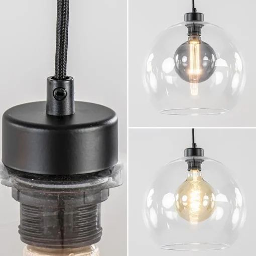 Straluma Grote 4-lichts hanglamp zwart met helder glazen bollen> Eettafellampen|Keukenverlichting