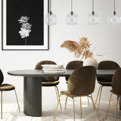 Straluma Grote 4-lichts hanglamp zwart met helder glazen bollen></noscript> Eettafellampen|Keukenverlichting