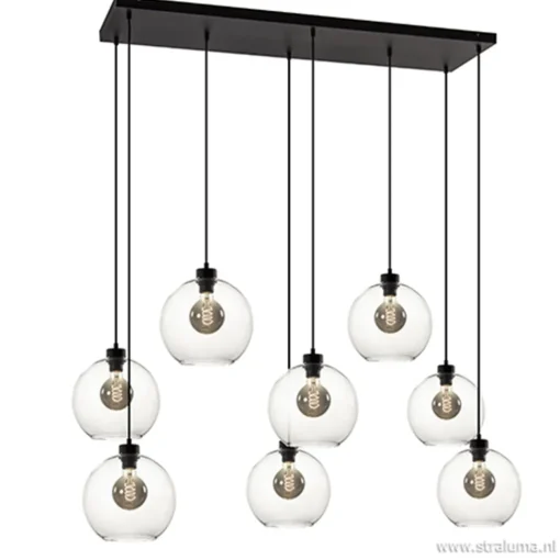 Straluma Grote 8-lichts multipendel/ hanglamp met helder glas> Eettafellampen|Pendel Lampen