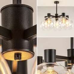 Straluma Grote 5-lichts plafondlamp helder glas></noscript> Slaapkamerlampen|Eetkamerverlichting