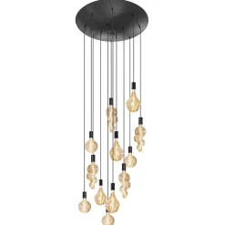 Straluma Grote 12-lichts videlamp mat zwart met zwarte pendels> Hanglampen|Videverlichting