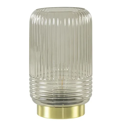 Straluma Grote Lipa tafellamp batterijen warm licht grijs ribbel glas> Tafellampen|Light and Living