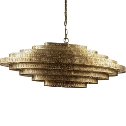 Straluma Grote metalen hanglamp ovaal brons> Eettafellampen|Kantoorverlichting