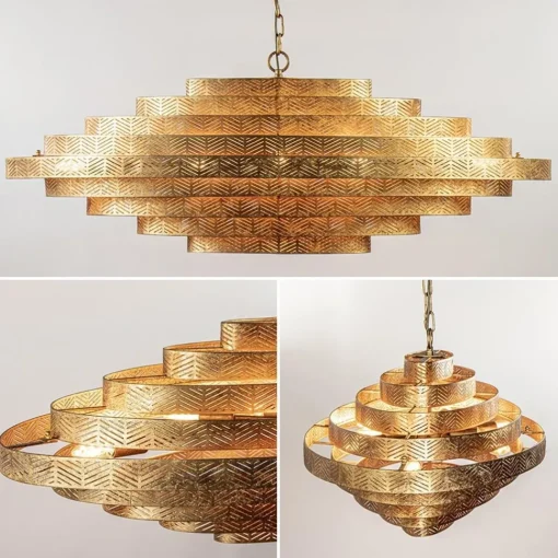 Straluma Grote metalen hanglamp ovaal brons> Eettafellampen|Kantoorverlichting