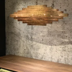 Straluma Grote metalen hanglamp ovaal brons></noscript> Eettafellampen|Kantoorverlichting