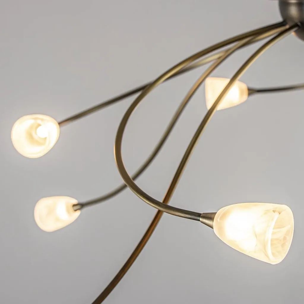 Straluma Grote plafondlamp brons met wit glas inclusief LED> Plafondlampen|LED Plafondlampen