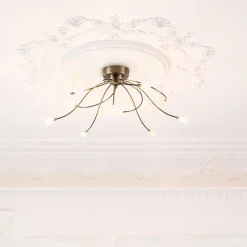 Straluma Grote plafondlamp brons met wit glas inclusief LED><noscript><img width=