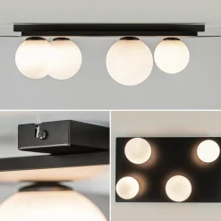 Straluma Grote plafondlamp rechthoekig zwart met witte bollen></noscript> Plafondlampen|Retro Verlichting