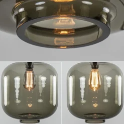 Straluma Grote plafondlamp smoke glas met mat zwart></noscript> Keukenverlichting|Plafondlampen
