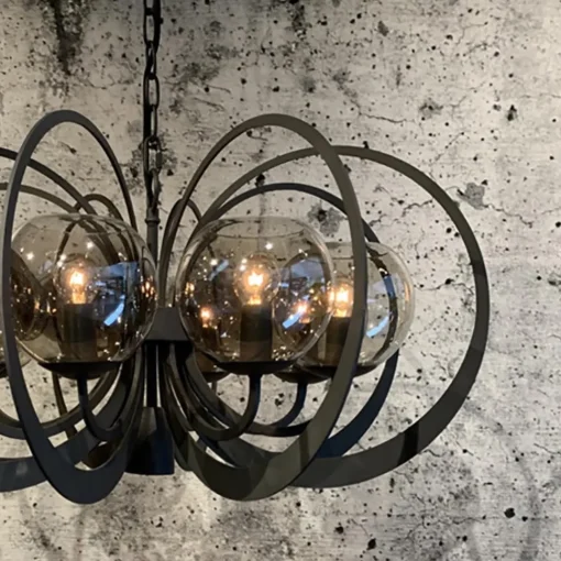 Straluma Grote ronde hanglamp metaal  met smoke glas en spot> Eetkamerverlichting|Hanglampen