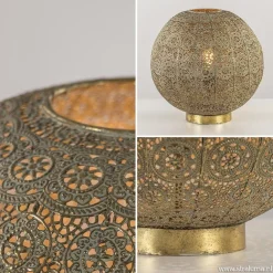 Straluma Grote tafellamp antiek messing met decoratief dessin></noscript> Tafellampen|Landelijke Verlichting