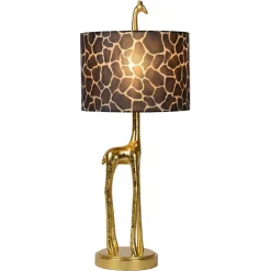 Straluma Grote tafellamp Giraf goud met bruine kap> Tafellampen|Schemerlampen