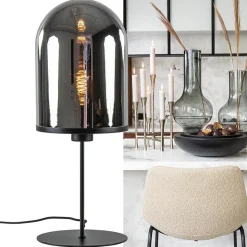 Straluma Grote tafellamp Maverick mat zwart met smoke glas></noscript> Tafellampen|Light and Living