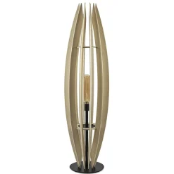 Straluma Grote vloerlamp blank hout met mat zwarte voet> Vloerlampen|Botanische Verlichting