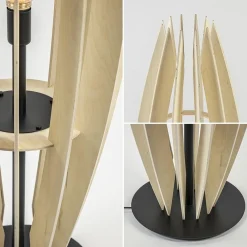 Straluma Grote vloerlamp blank hout met mat zwarte voet><noscript><img width=