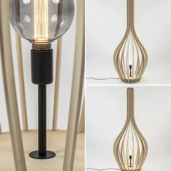Straluma Grote vloerlamp kegel naturel hout met zwart></noscript> Vloerlampen|Botanische Verlichting