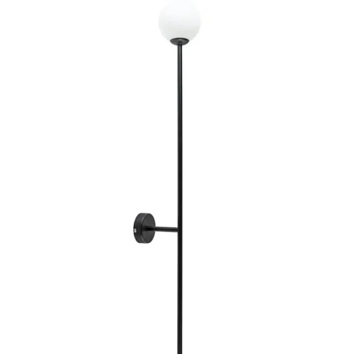 Straluma Grote wandlamp mat zwart met witte glazen bol> Wandlampen|Industriële Verlichting