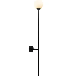 Straluma Grote wandlamp mat zwart met witte glazen bol> Wandlampen|Industriële Verlichting
