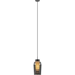 Straluma Hanglamp 1 lichts zwart/marmer met smoke glas></noscript> Hanglampen|Eettafellampen