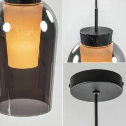 Straluma Hanglamp 1 lichts zwart/marmer met smoke glas></noscript> Hanglampen|Eettafellampen