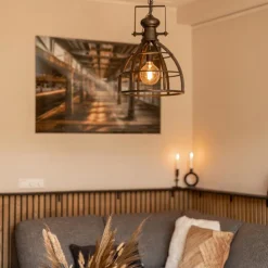 Straluma Hanglamp Amy zwartstaal industrieel></noscript> Eettafellampen|Woonkamerlampen