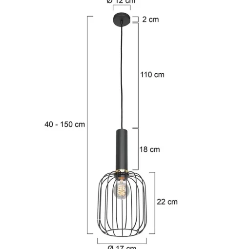 Straluma Hanglamp Aureole cilinder smal zwart> Hanglampen|Draadlampen