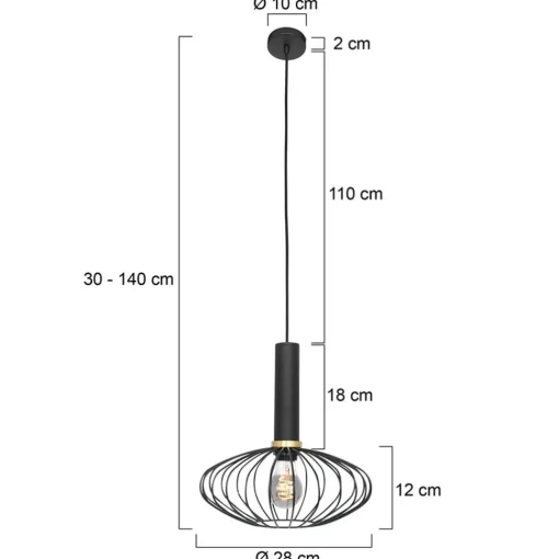 Straluma Hanglamp Aureole ovaal zwart> Hanglampen|Draadlampen