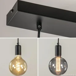 Straluma Hanglamp balk 110cm + 5x pendel zwart></noscript> Eettafellampen|Pendel Lampen