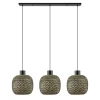 Straluma Hanglamp balk 3L zwart + bamboe> Eettafellampen|Keukenverlichting