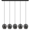 Straluma Hanglamp balk zwart 5-lichts smoke glas> Eettafellampen|Pendel Lampen