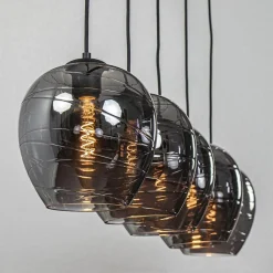 Straluma Hanglamp balk zwart 5-lichts smoke glas></noscript> Eettafellampen|Pendel Lampen