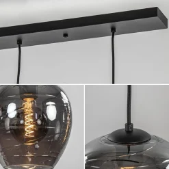 Straluma Hanglamp balk zwart 5-lichts smoke glas></noscript> Eettafellampen|Pendel Lampen