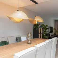 Straluma Hanglamp bamboe schelp 60cm></noscript> Woonkamerlampen|Slaapkamerlampen
