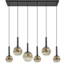 Straluma Hanglamp Bella Smoke 6L multipendel zwart/glas mix> Eettafellampen|Pendel Lampen
