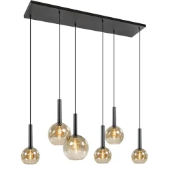 Straluma Hanglamp Bella Smoke 6L multipendel zwart/glas mix> Eettafellampen|Pendel Lampen
