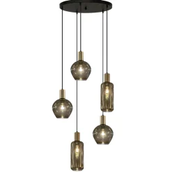 Straluma Hanglamp Bounty 5L rond zwart/matgoud> Videverlichting|Eetkamerverlichting