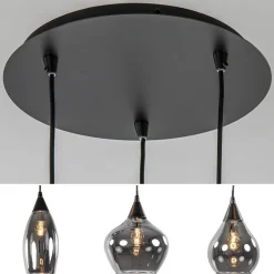Straluma Hanglamp Cambio 3L rond zwart smoke glas></noscript> Woonkamerlampen|Slaapkamerlampen
