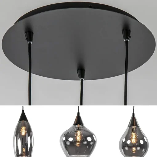 Straluma Hanglamp Cambio 3L rond zwart smoke glas> Woonkamerlampen|Slaapkamerlampen