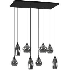 Straluma Hanglamp Cambio 8L zwart + smoke glas> Eettafellampen|Keukenverlichting