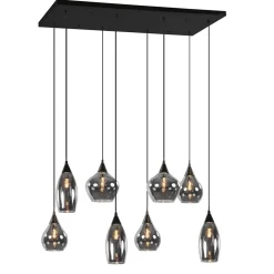Straluma Hanglamp Cambio 8L zwart + smoke glas> Eettafellampen|Keukenverlichting