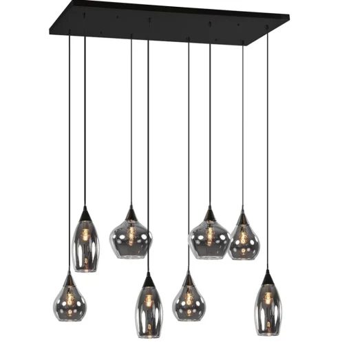 Straluma Hanglamp Cambio 8L zwart + smoke glas> Eettafellampen|Keukenverlichting