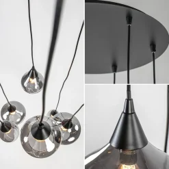 Straluma Hanglamp Cambio 6L zwart + smoke glas mix></noscript> Eettafellampen|Keukenverlichting