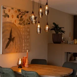 Straluma Hanglamp Cambio 6L zwart + smoke glas mix></noscript> Eettafellampen|Keukenverlichting