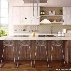 Straluma Hanglamp Capri staal/glas eettafel></noscript> Eettafellampen|Woonkamerlampen