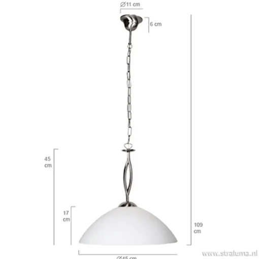Straluma Hanglamp Capri staal/glas woonkamer> Eettafellampen|Woonkamerlampen