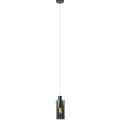 Straluma Hanglamp cilinder zwart met smoke glas> Woonkamerlampen|Slaapkamerlampen